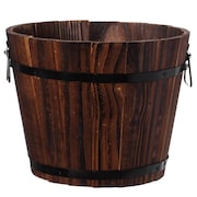 GARDENISED Small Wooden Whiskey Barrel Planter, 12 Dia 10 High QI003236.S